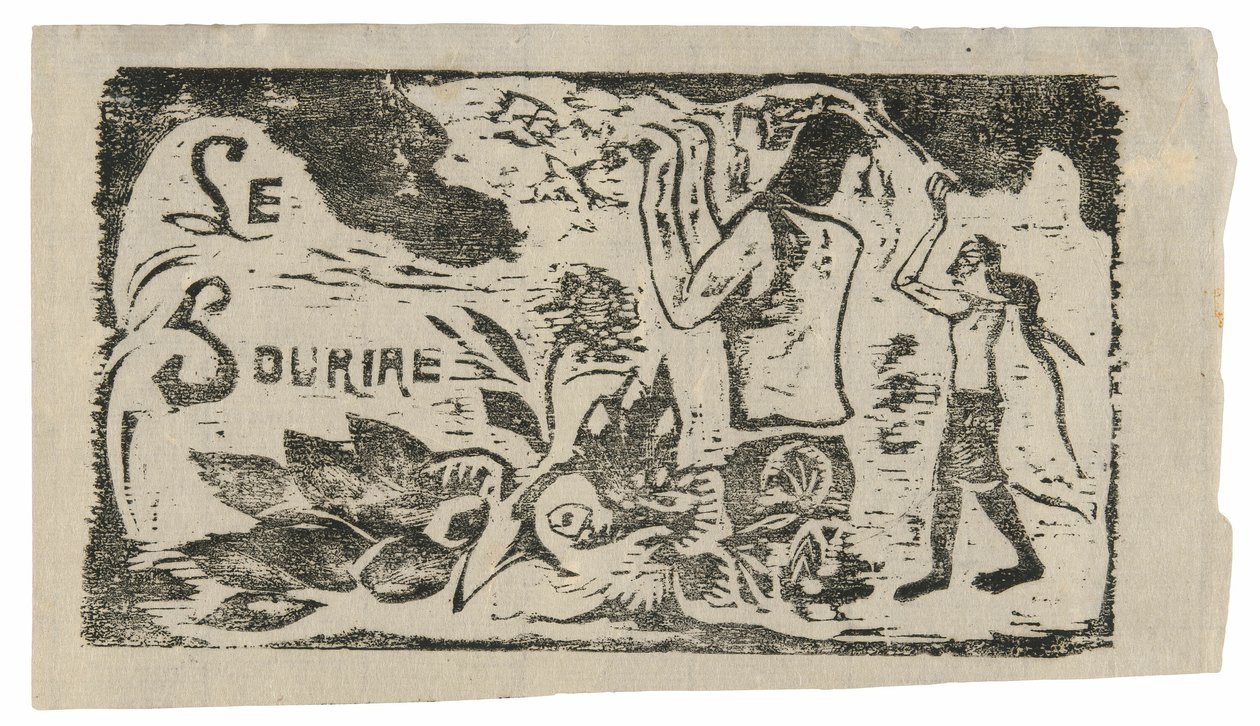 Tahitians, Flowers, and Leaves, čelenka pro Le sourire od Paul Gauguin