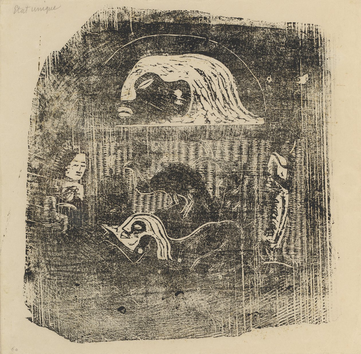 Te Atua The Gods Small Plate [verso], v roce 1895 nebo později. od Paul Gauguin