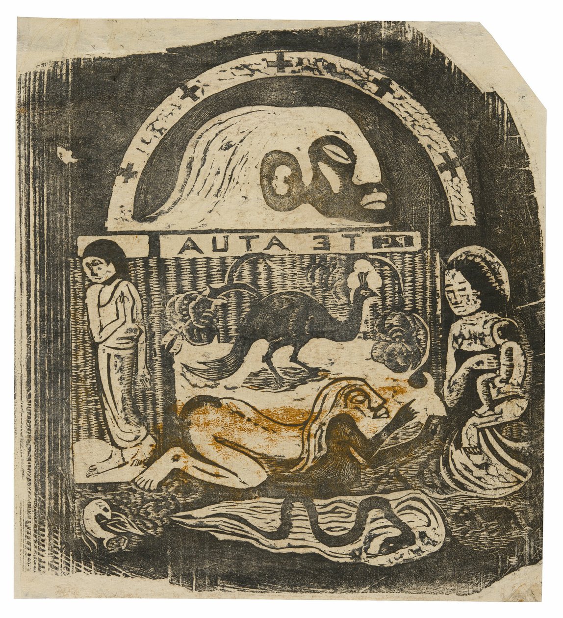 Te atua (Bůh), ze Suity pozdních dřevěných bloků od Paul Gauguin