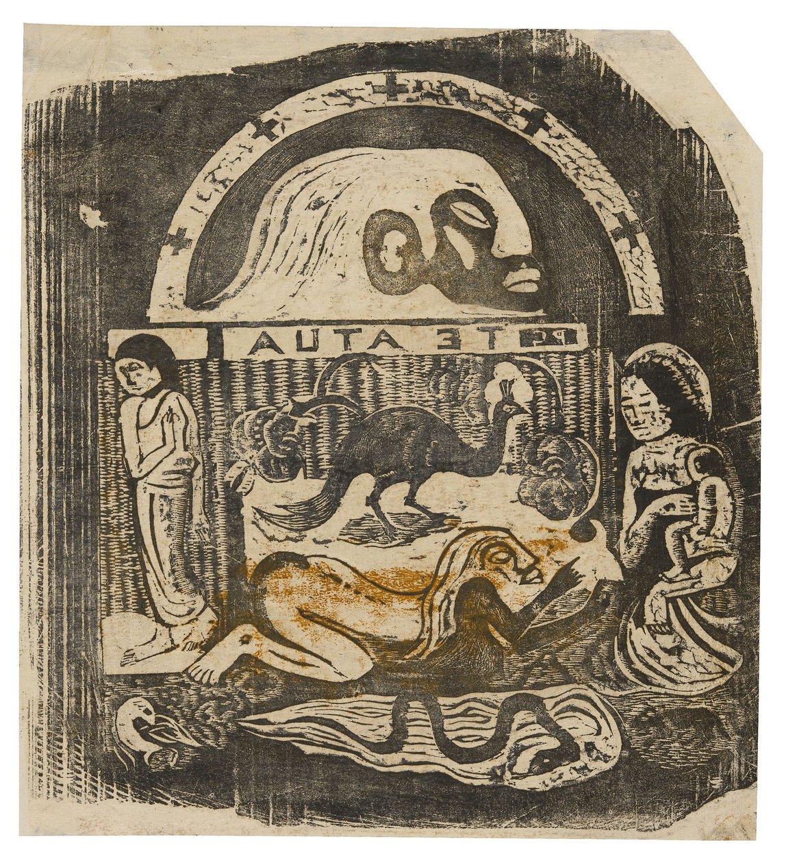 Te atua (Bůh), ze sady pozdních dřevotisků od Paul Gauguin