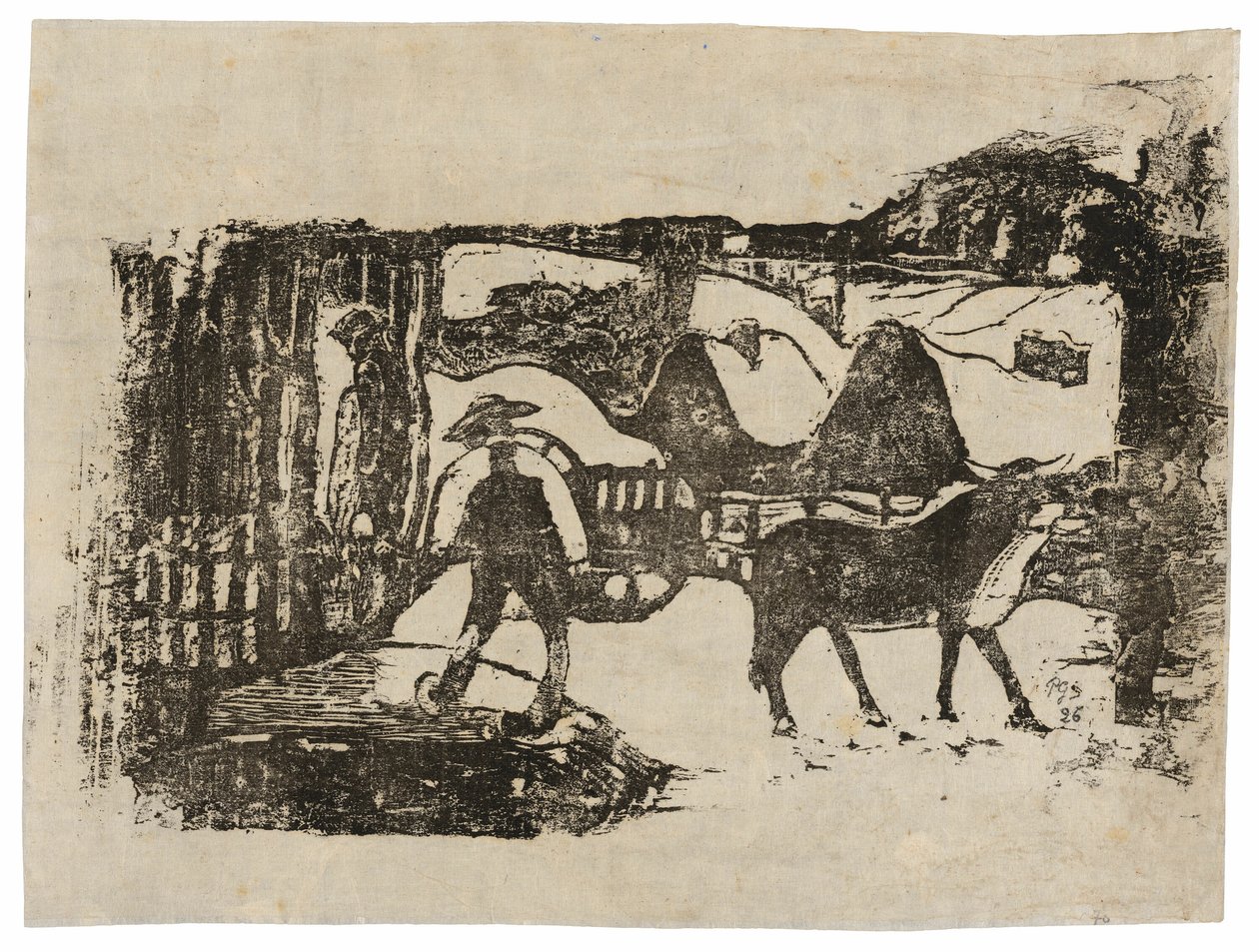 Vůz vola ze sady pozdních dřevěných bloků od Paul Gauguin
