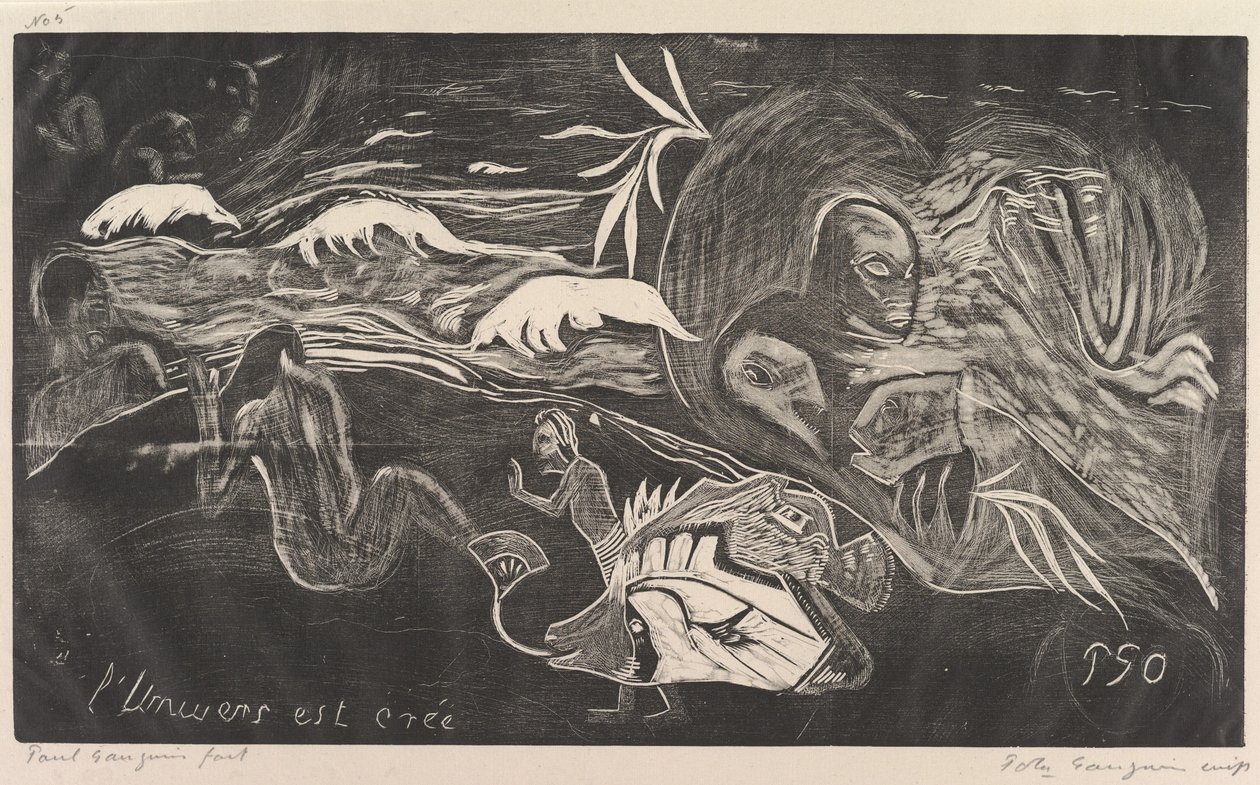 Vesmír je stvořen Vesmír je stvořen, z vůně Noa Noa, 1893-94. od Paul Gauguin