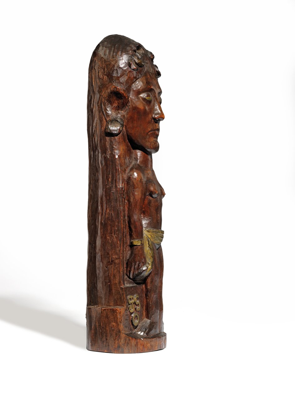 Thérèse, kolem 1902-3 (vyřezávané mirové dřevo, zlacení a měděné hřebíky) (viz také 2835560-1) od Paul Gauguin