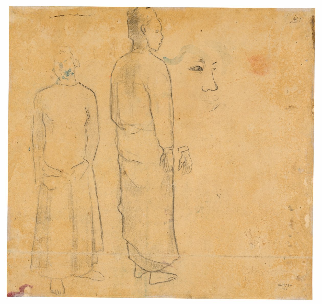 Dvě postavy (vztahující se k obrazu Tahitská krajina) od Paul Gauguin