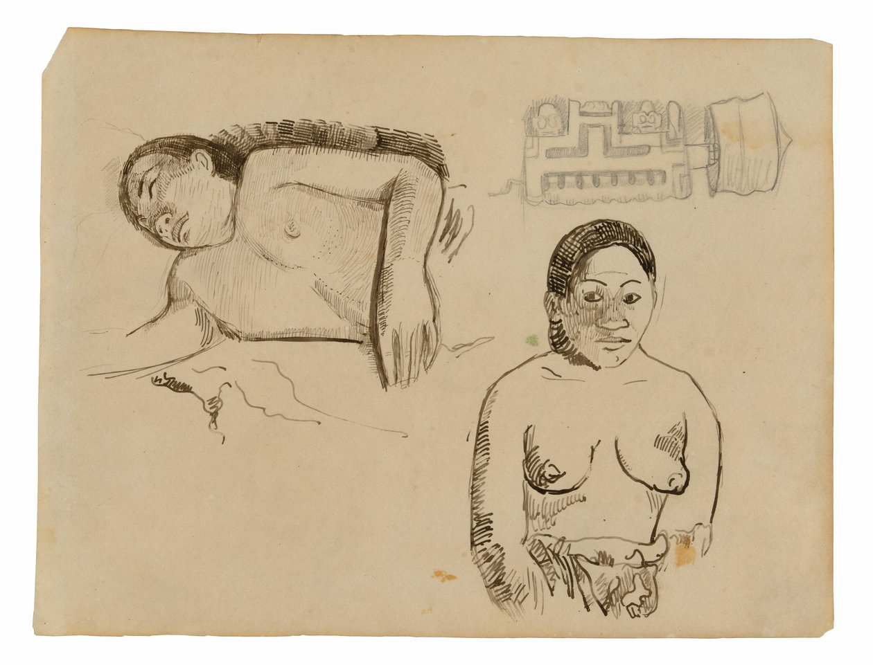 Dvě tahitské ženy a markézský špunt do ucha od Paul Gauguin