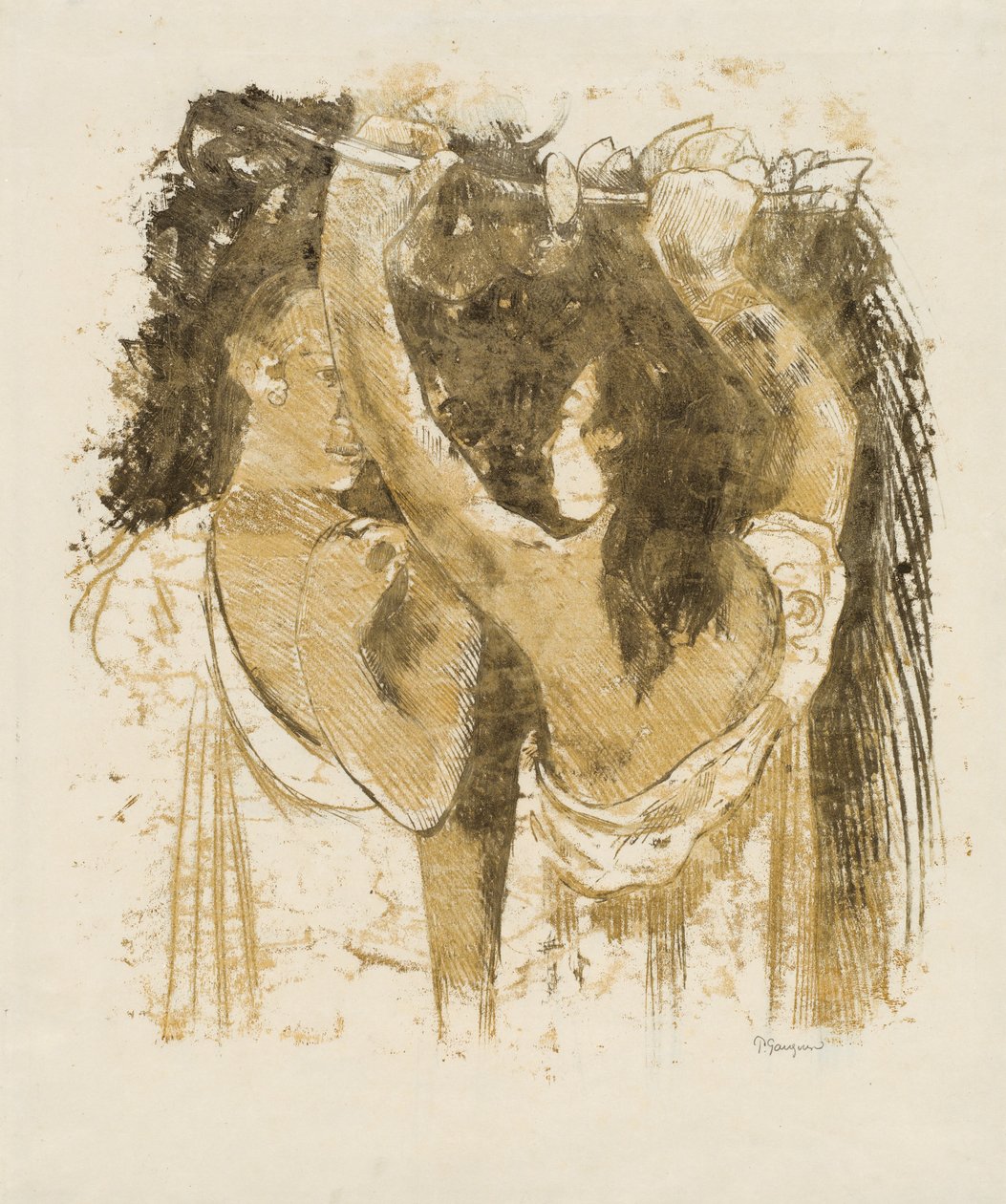 Dva Tahiťané sbírají ovoce [recto], 18991900. od Paul Gauguin