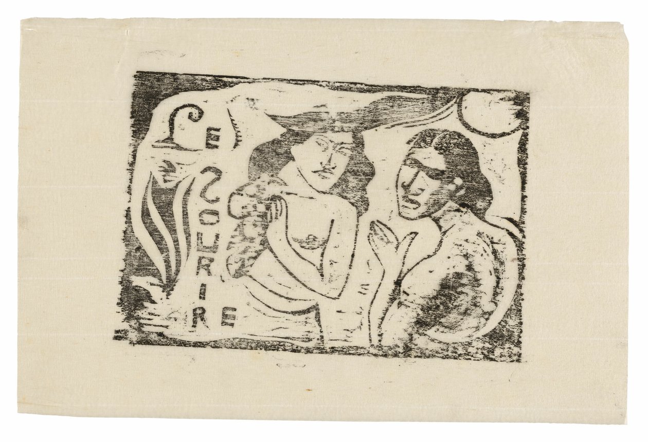 Dvě ženy štěbetají, čelenka pro Le Sourire od Paul Gauguin
