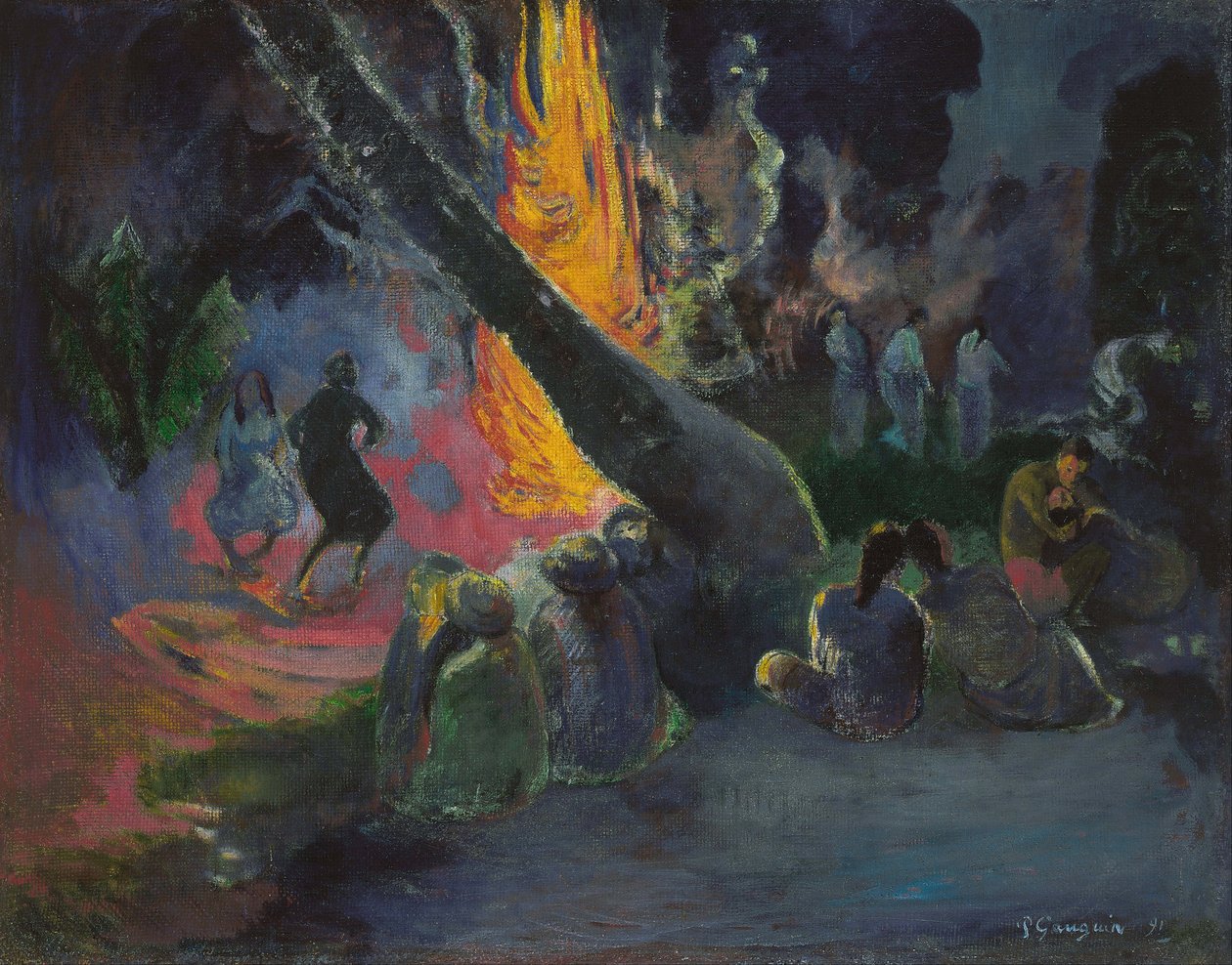 Upa upa, la danse du feu - Upa upa (Ohnivý tanec), od Gauguina, Paul Eugene Henri (1848-1903). olej na plátně od Paul Gauguin