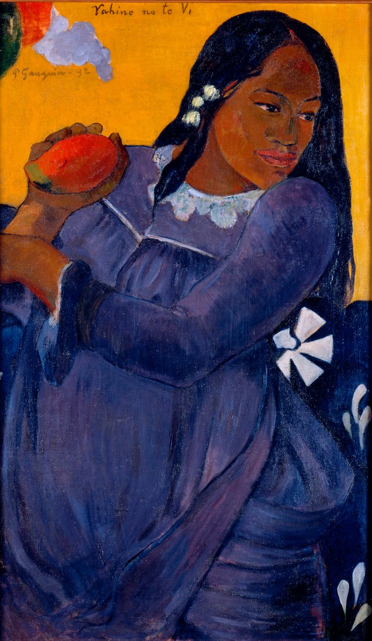 Tahitská žena držící mango od Paul Gauguin
