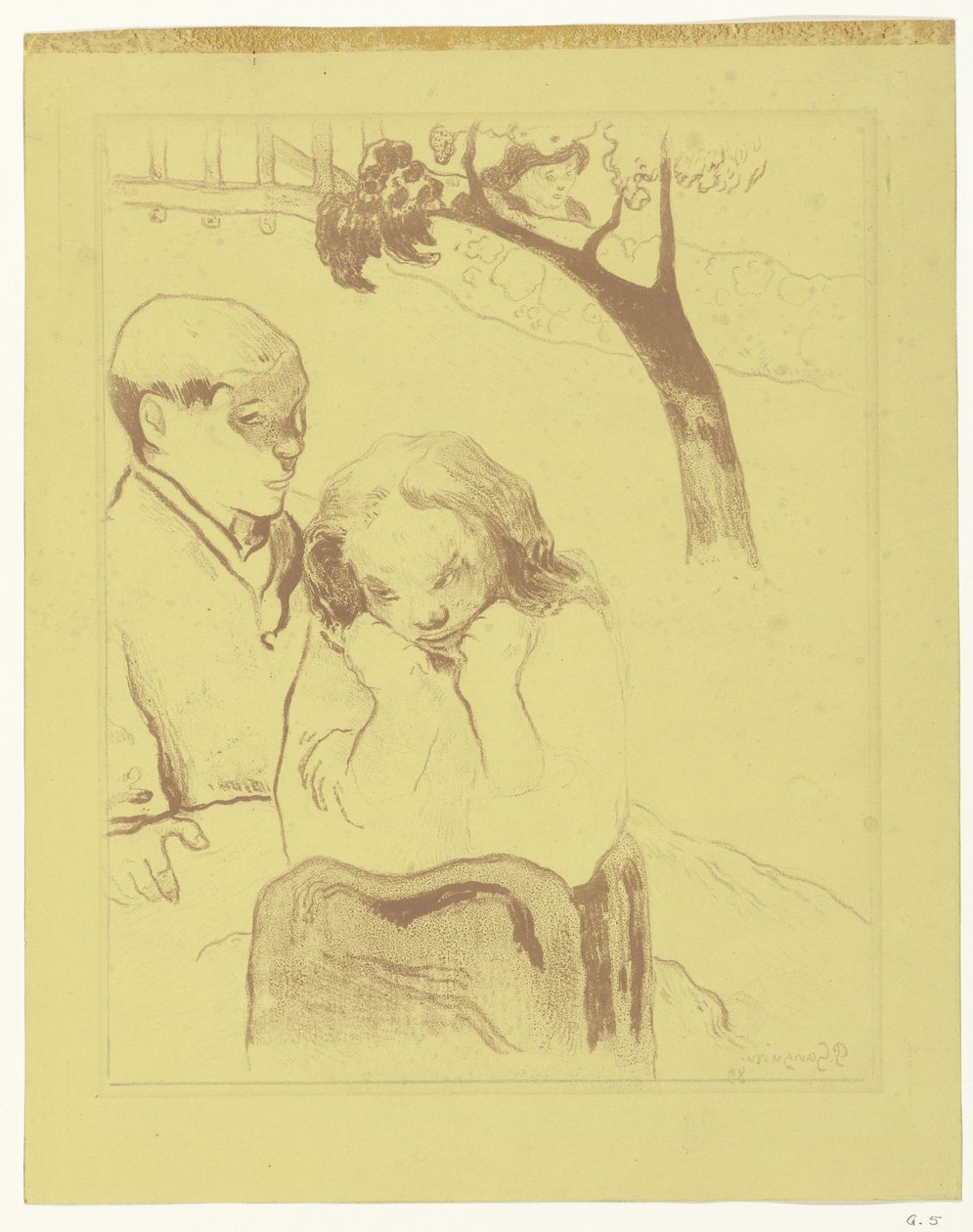 Smutná žena sedí s mužem Lidské utrpení Miseres humaines od Paul Gauguin