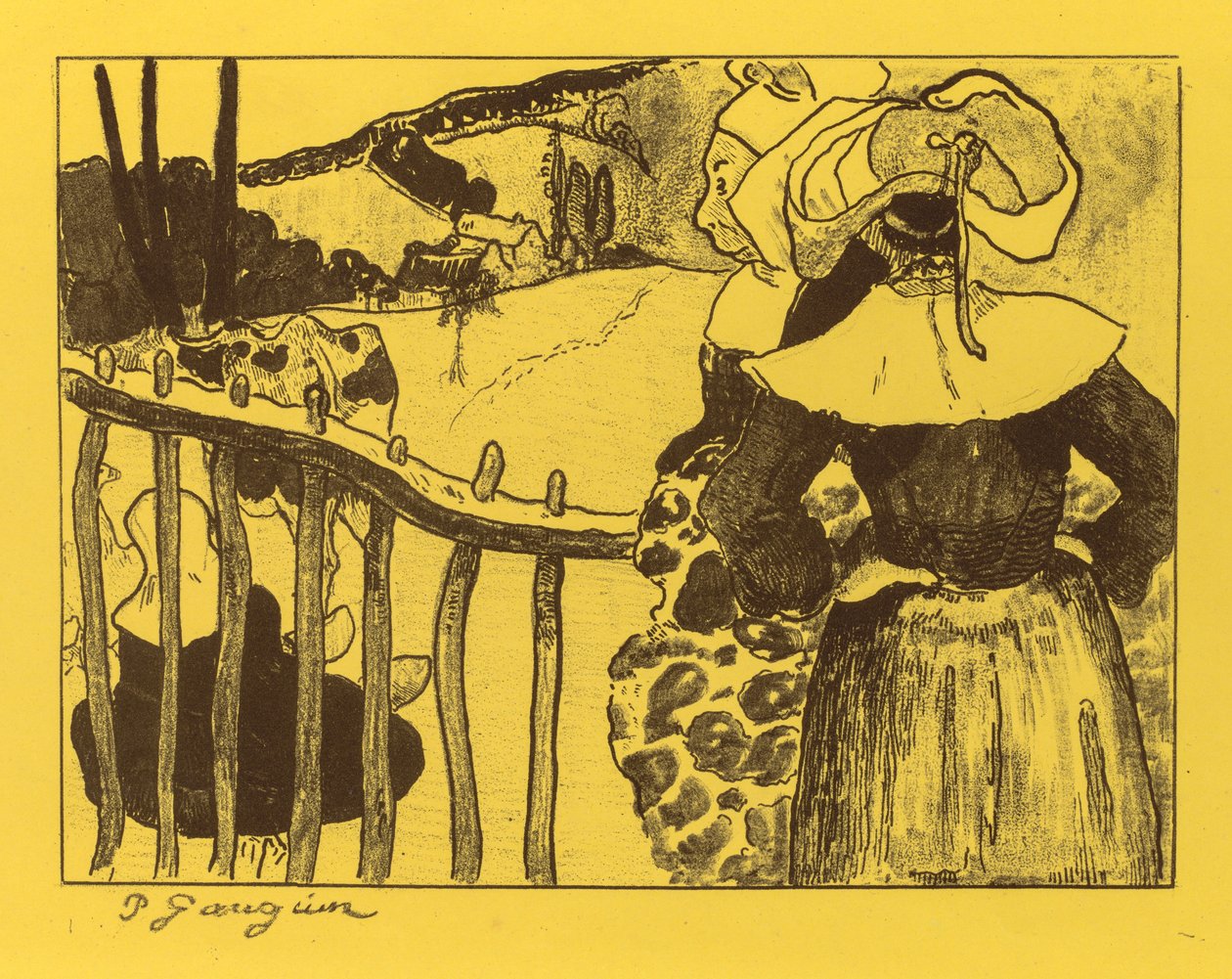 Volpini Suite: Breton Women by a Gate od Paul Gauguin