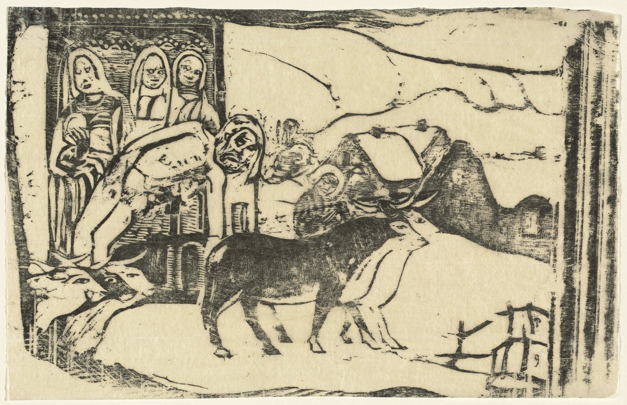 Boží muka v Bretani Le calvaire Breton, v roce 1895 nebo později. od Paul Gauguin