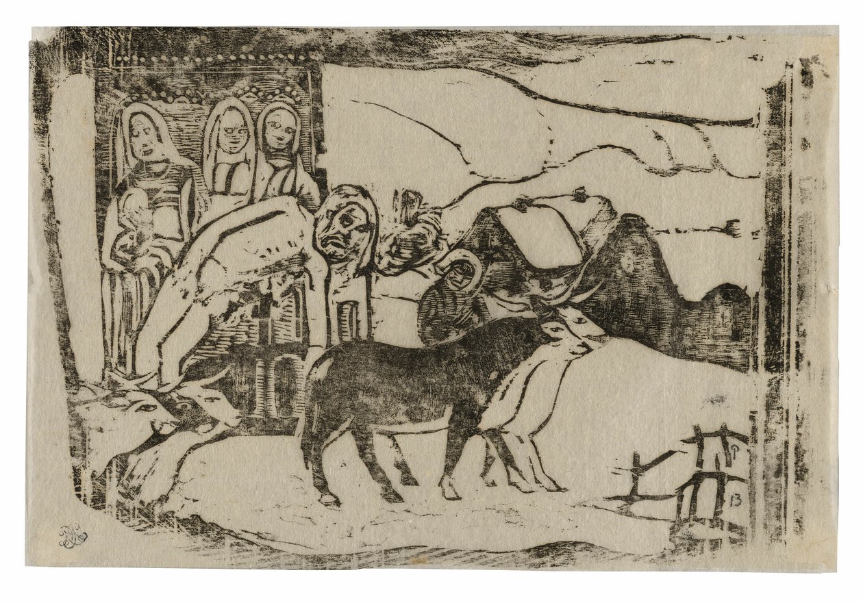 Svatyně u cesty v Bretani, ze sady pozdních dřevotisků od Paul Gauguin