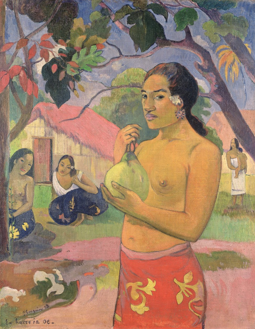 Žena držící ovoce; Kam jdeš (Eu haere ia oe), 1893 (olej na plátně) od Paul Gauguin