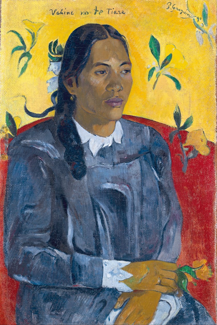 Žena s květinou od Paul Gauguin