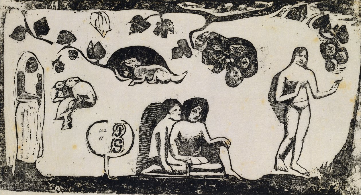 Ženy, zvířata a listí; Ženy, zvířata a listy, 1895-1903 od Paul Gauguin