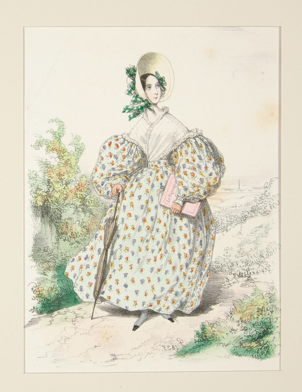 NA VENKOVĚ. Červenec 1835. Šaty z jaconas,... od Paul Gavarni