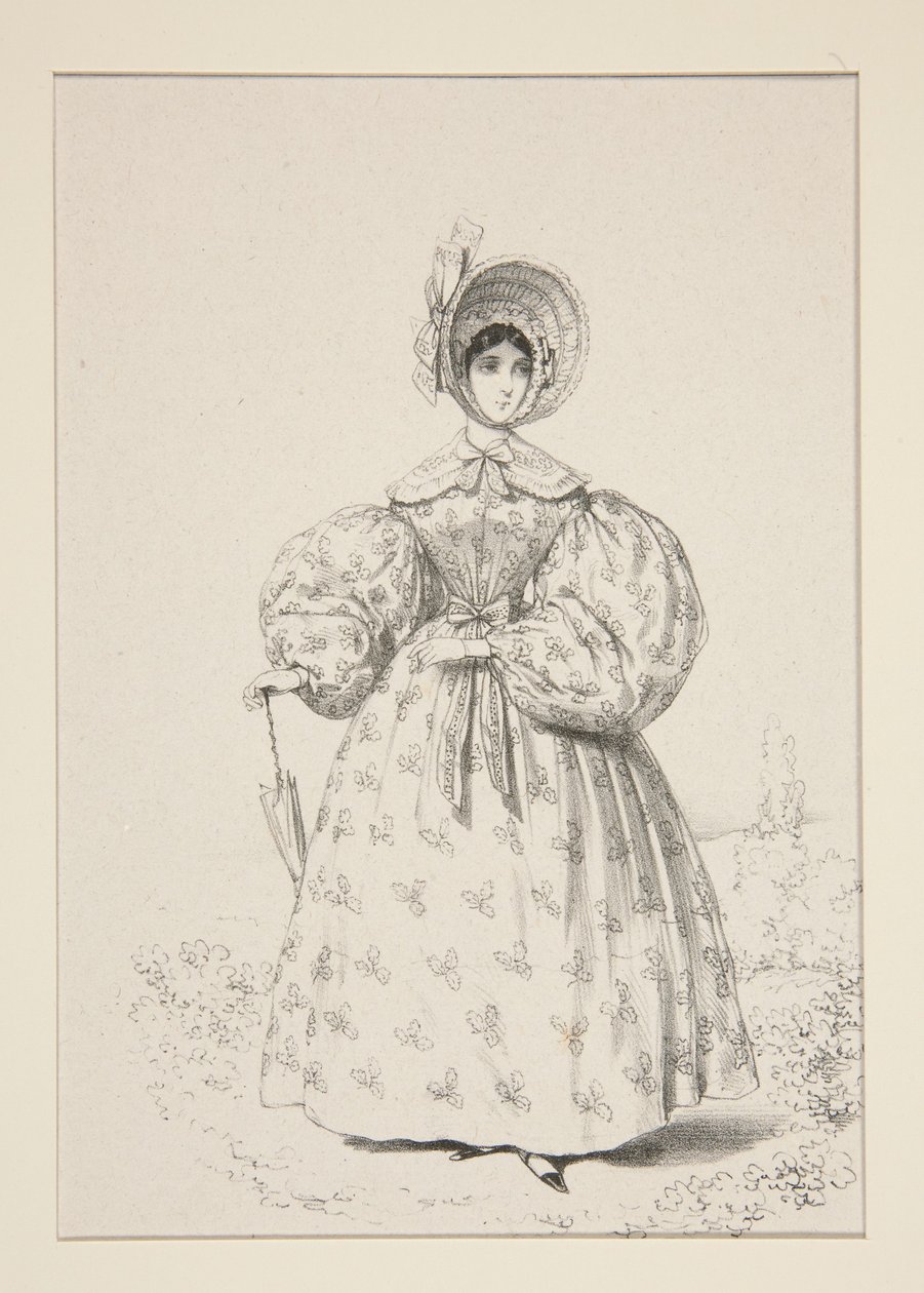 Na promenádě. Květen 1835. Šaty z anglického mušelínu, ... od Paul Gavarni