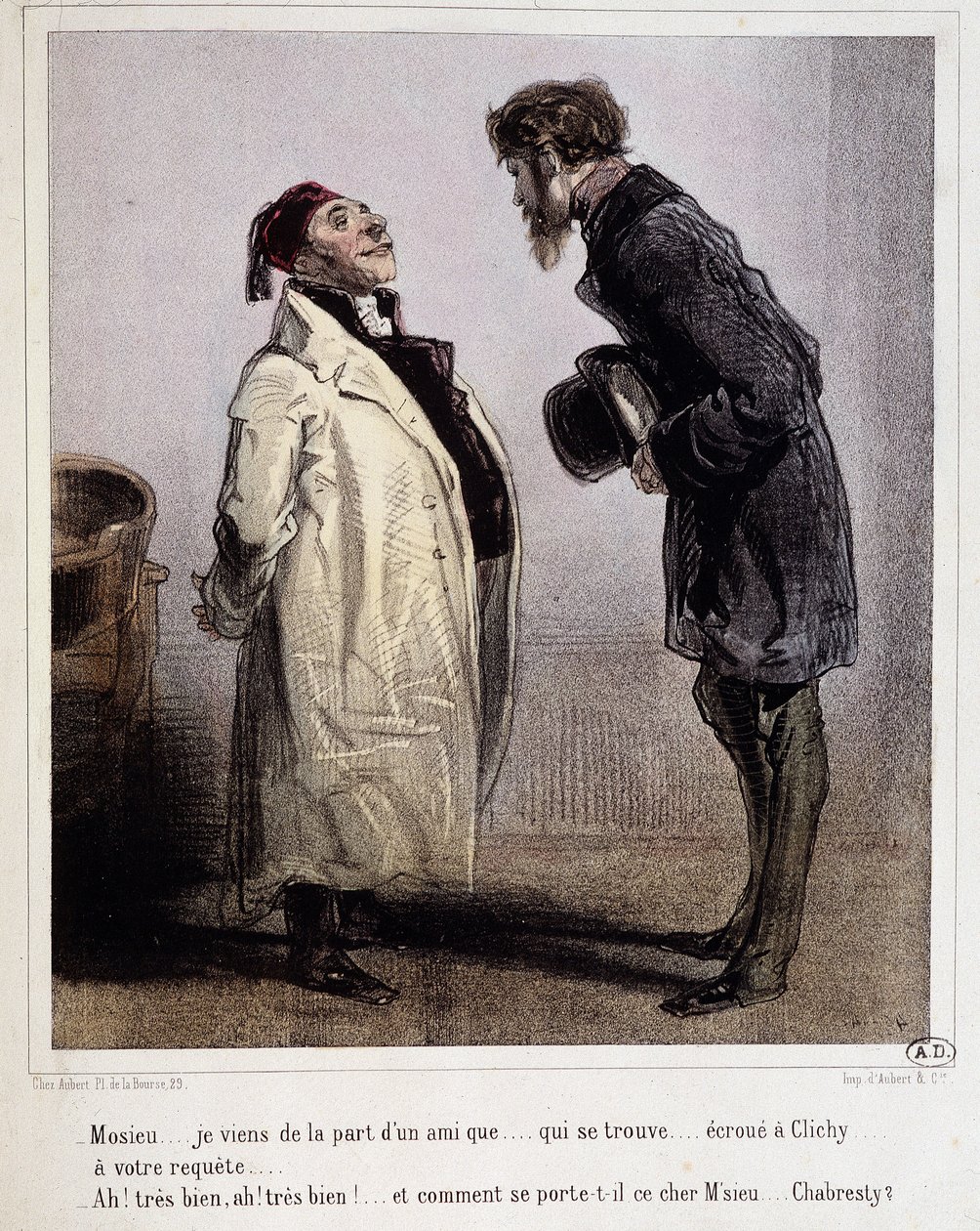 Dlužník a věřitel, Cartoon de Gavarni, c. 1840. od Paul Gavarni