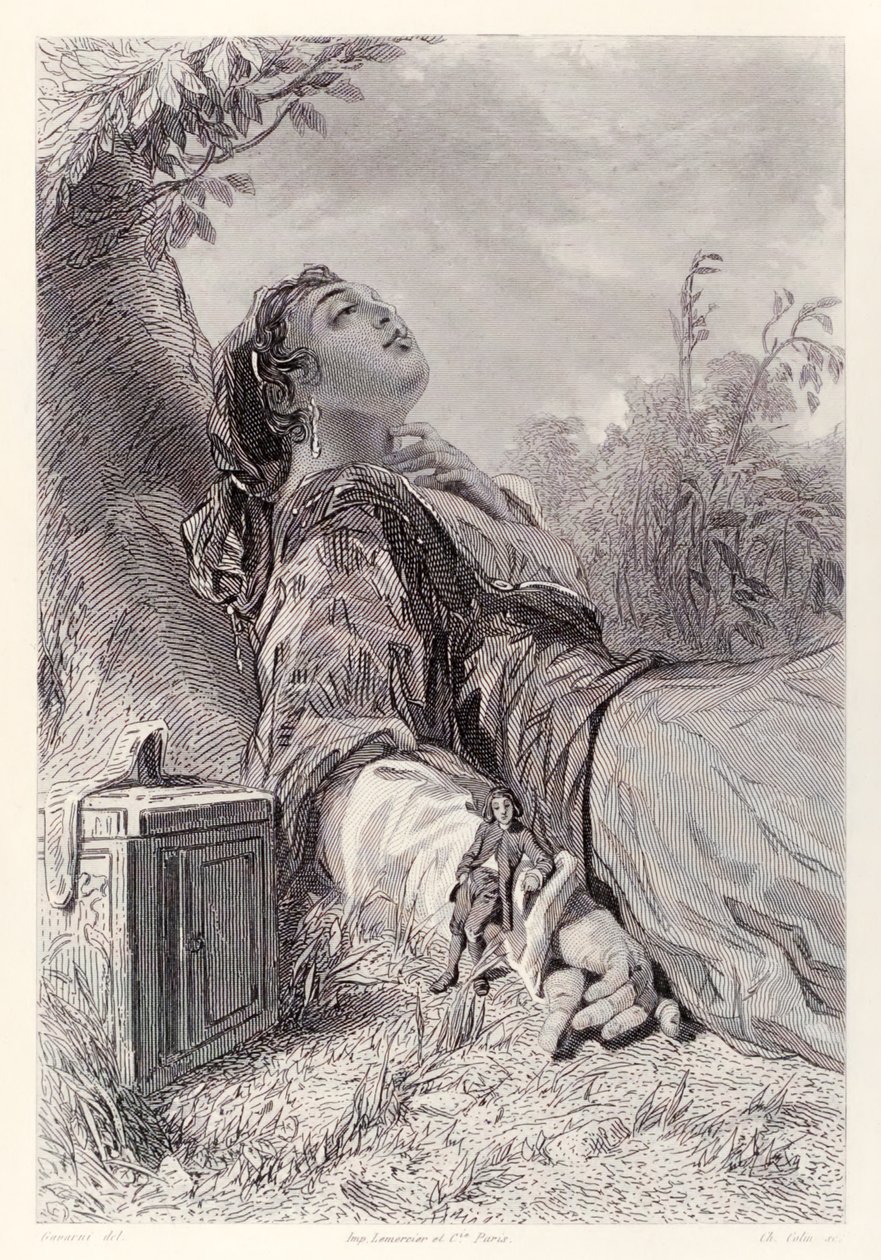 Gulliver a Glumdalclitch, z francouzského vydání Gullivers Travels od Jonathana Swifta od Paul Gavarni