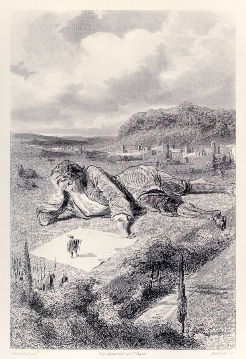 Gulliver má audienci u Emperor of Lilliput, z francouzské edice Gullivers Travels od Jonathana Swifta od Paul Gavarni