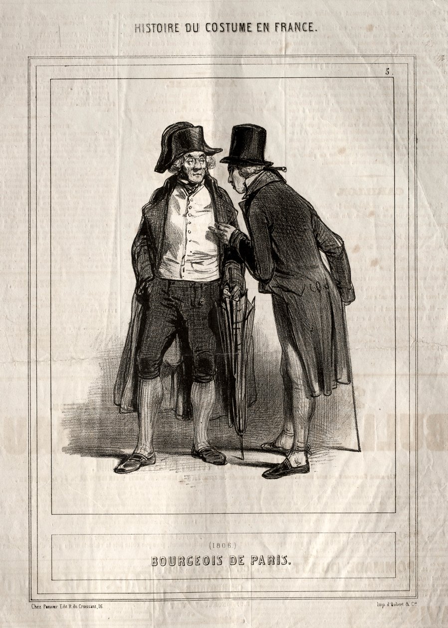 Historie kostýmu ve Francii: Bourgeois of Paris, 1843. od Paul Gavarni