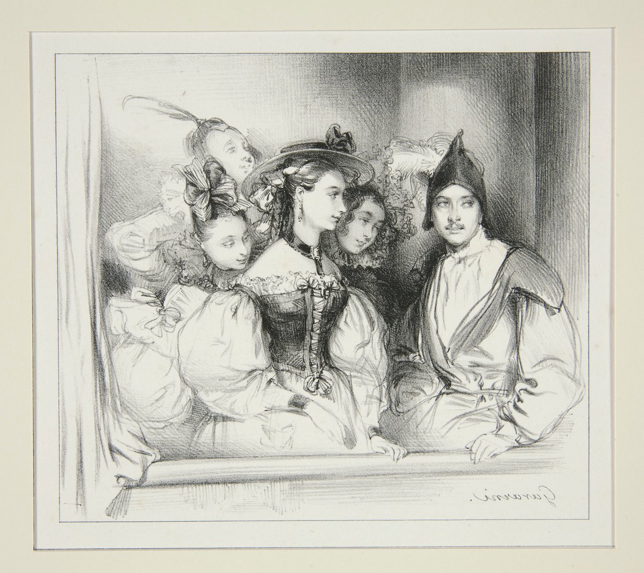 La Loge Du Bal. od Paul Gavarni