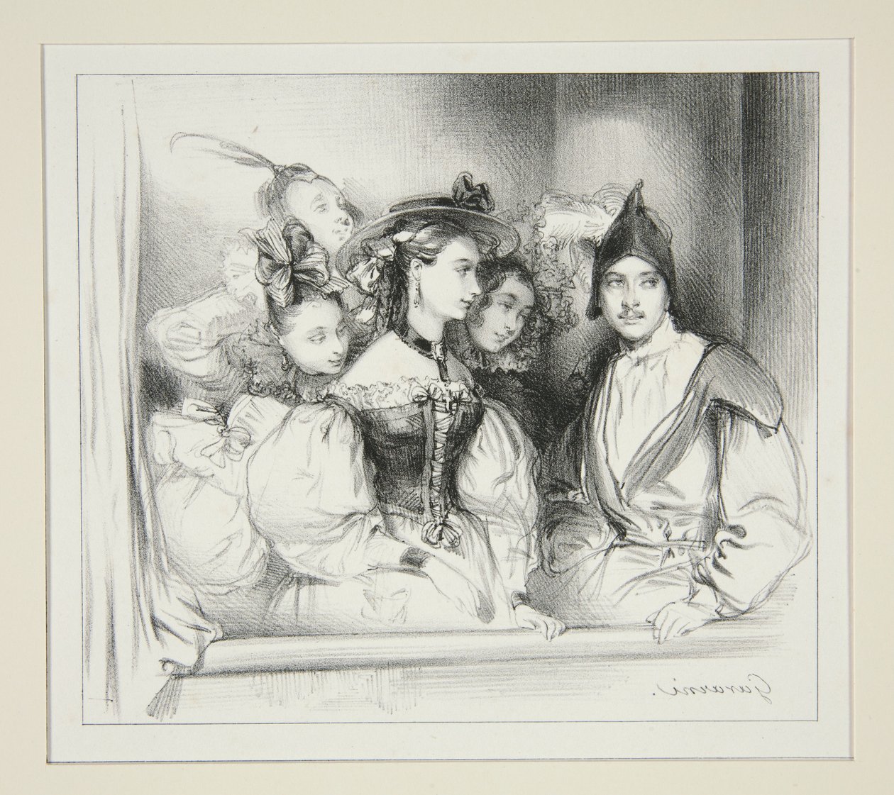 La Loge Du Bal. od Paul Gavarni