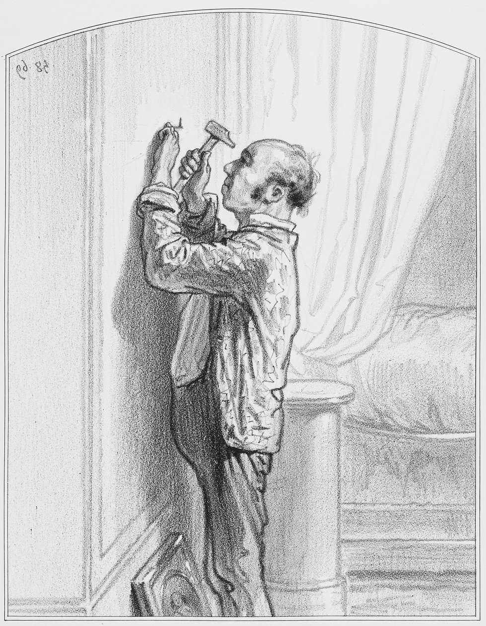 Portrét primadony, deska 4 z Les Toquades, 1858 od Paul Gavarni