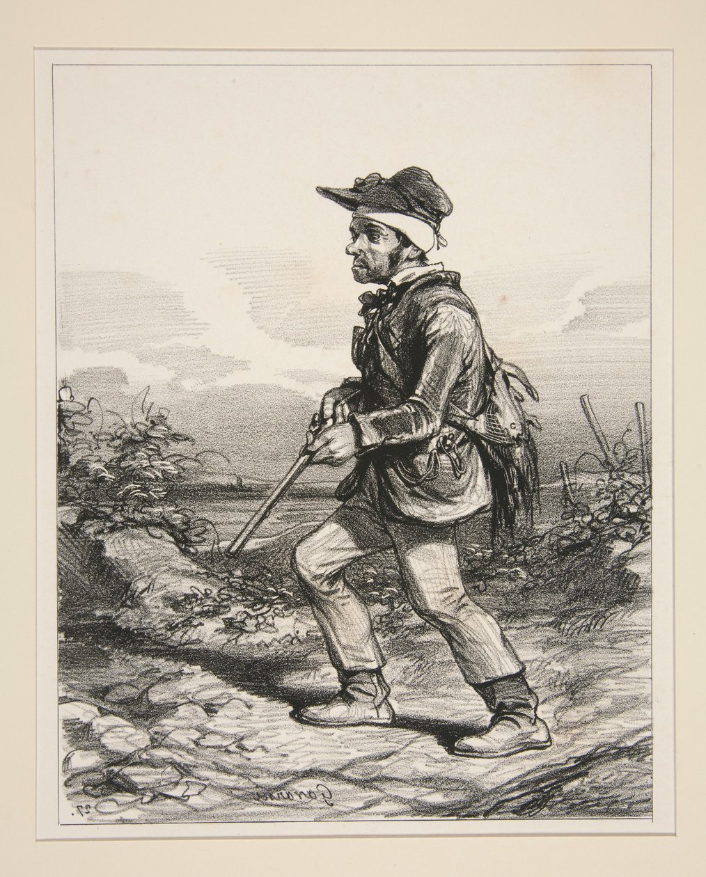 Pan Gontard (du Clos-Gorju), velkostatkář, způsobilý volič, na lovu za úsvitu (Ze série: Types Contemporaines) od Paul Gavarni