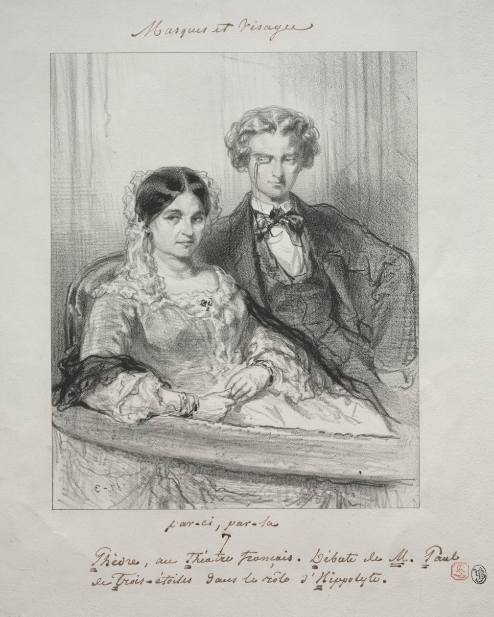 Masky a tváře: Paric, par-la: Phèdre v Théâtre-Francais..., 1857-1858. od Paul Gavarni