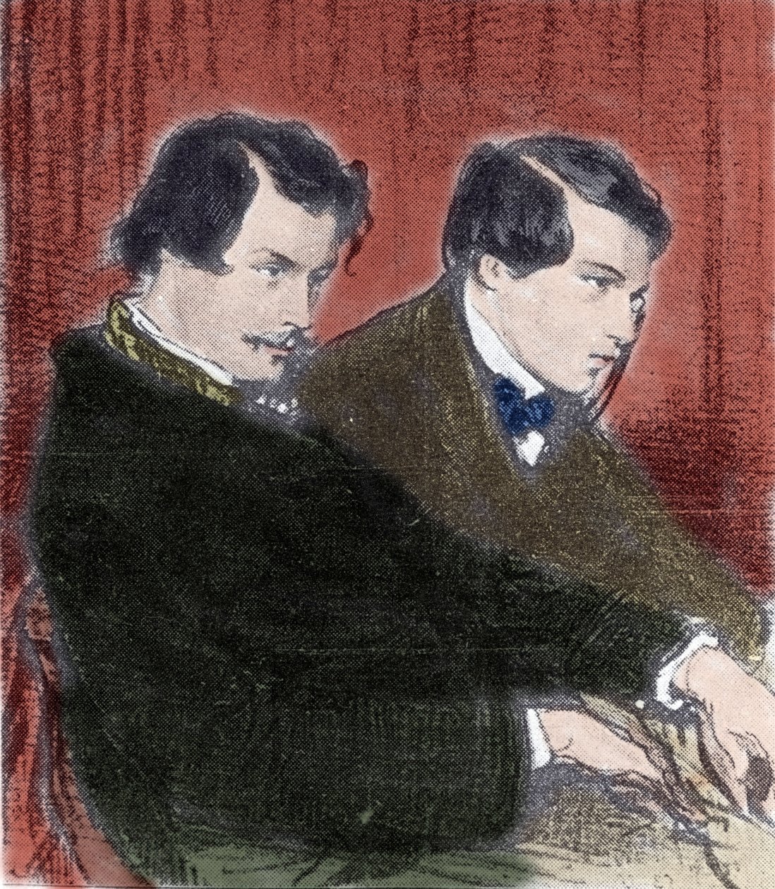 Portrét spisovatelů bratrů Edmonda Goncourta (1822-1896) a Julese Goncourta (1830-1870). Kresba Paula Gavarniho (1804-1866) 19. století od Paul Gavarni