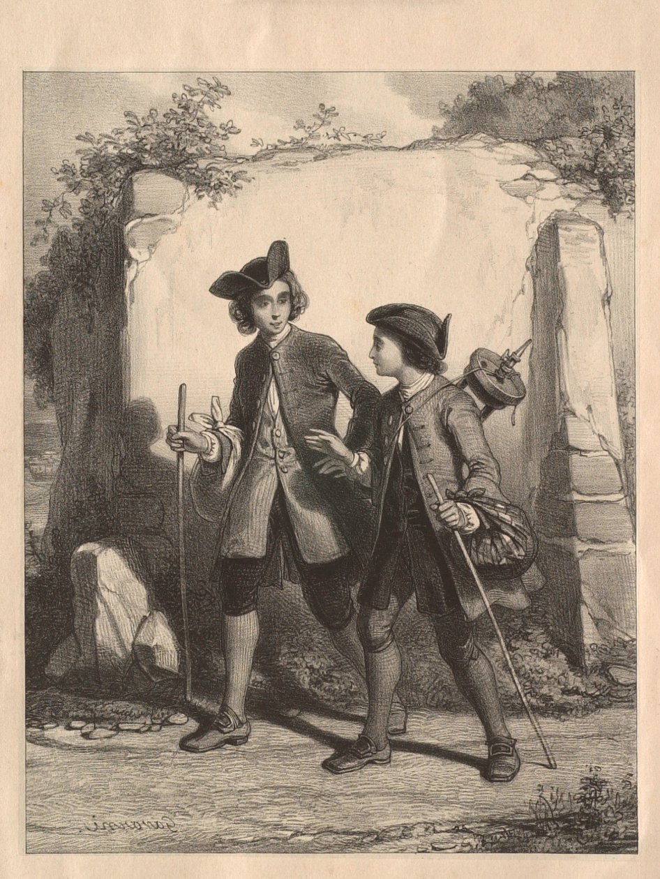 Rousseau a jeho přítel Bacle od Paul Gavarni