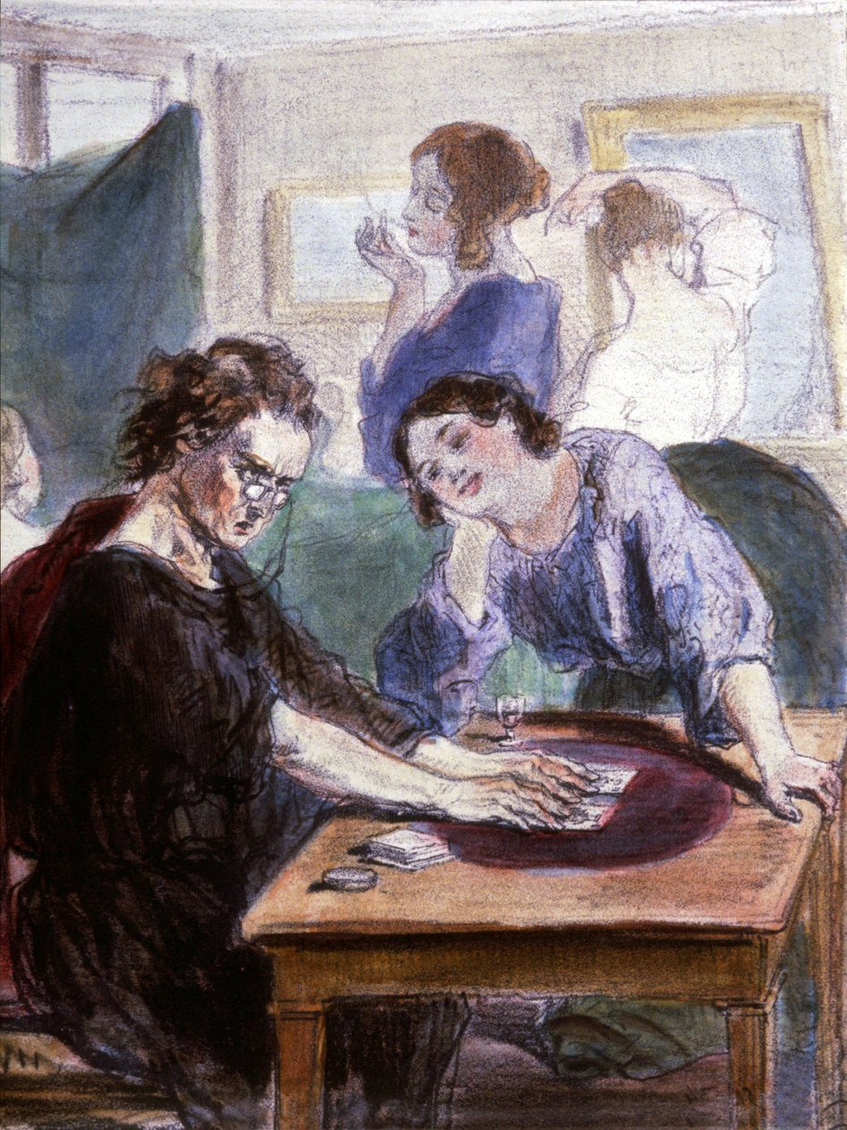 Staré lorety, věštkyně v Paříži, polovina 19. století (litografie) od Paul Gavarni