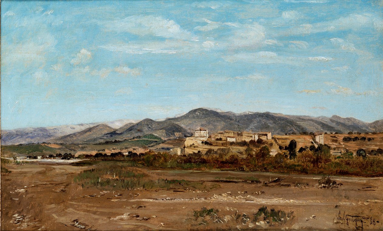 Vesnice Lauris, ve Vaucluse na břehu řeky Durance, 1868 od Paul Guigou