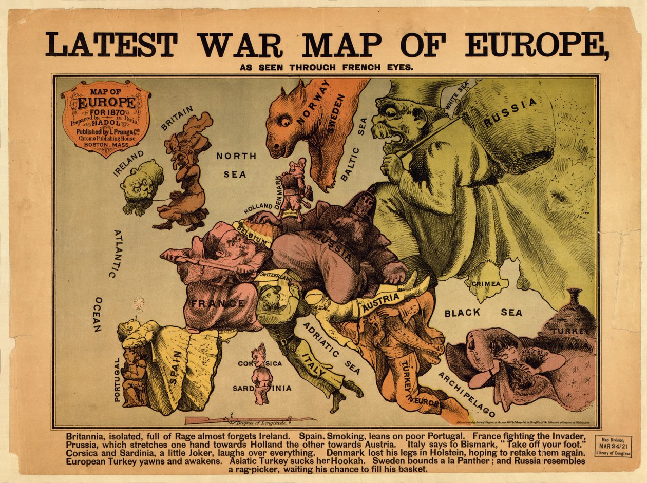 Nejnovější válečná mapa Evropy: viděná francouzskýma očima od Paul Hadol