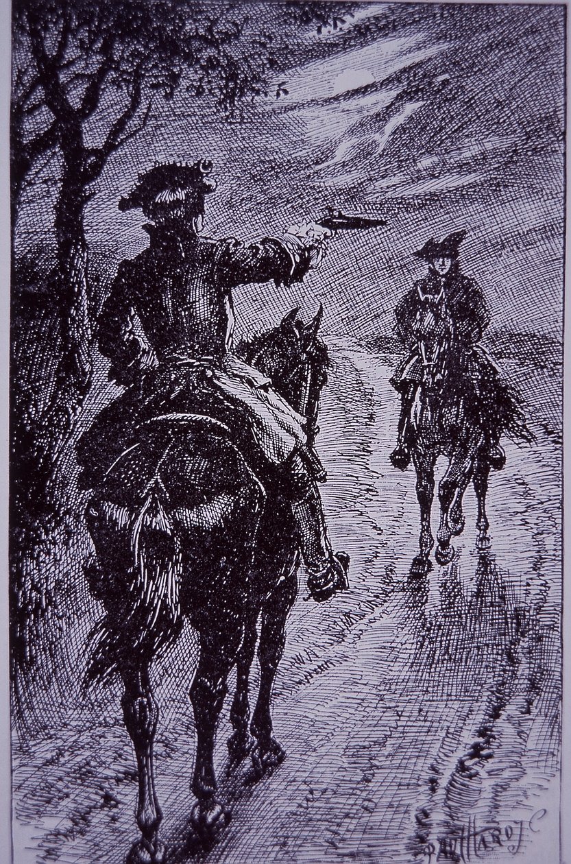 Dick Turpin se setkává s loupežníkem Tomem Kingem (rytina) od Paul Hardy