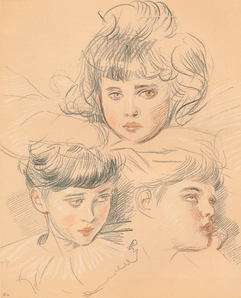 Skica pro portrét dětí, c1897 od Paul Helleu