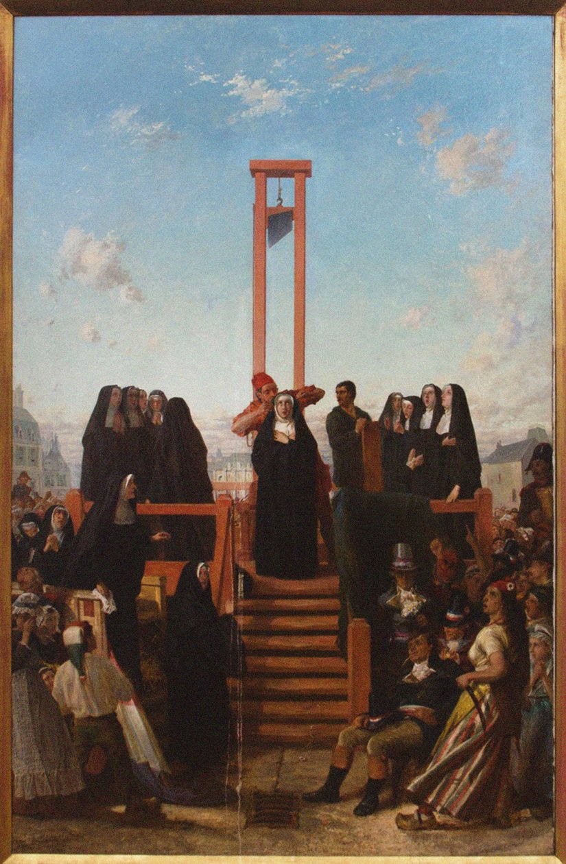 Gilotina. Karmelitáni z Compiègne, první polovina 19. od Paul Delaroche