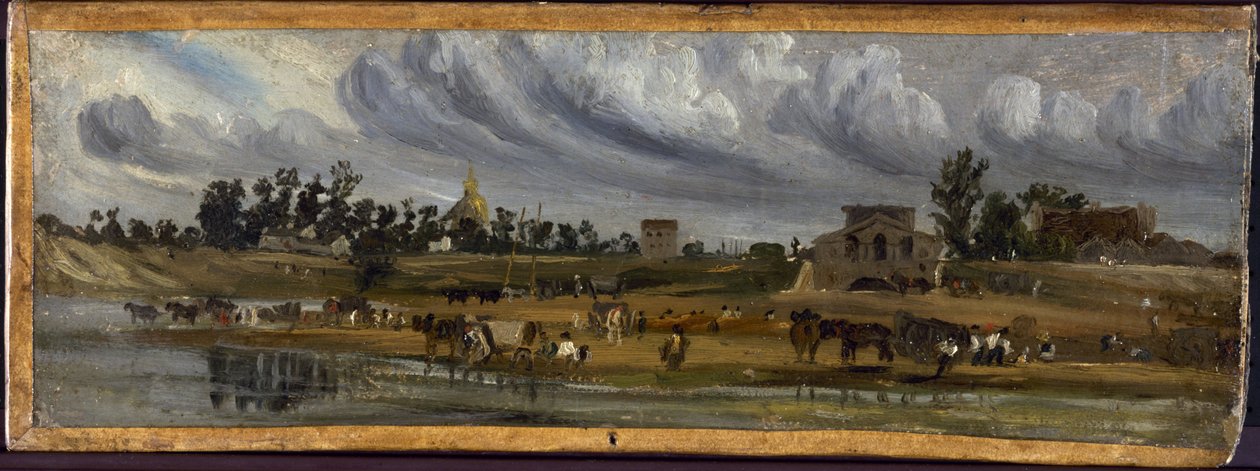 Nábřeží Seiny u barrière de la Cunette, poblíž Champ-de-Mars (1820), v roce 1820 (malba) od Paul Huet