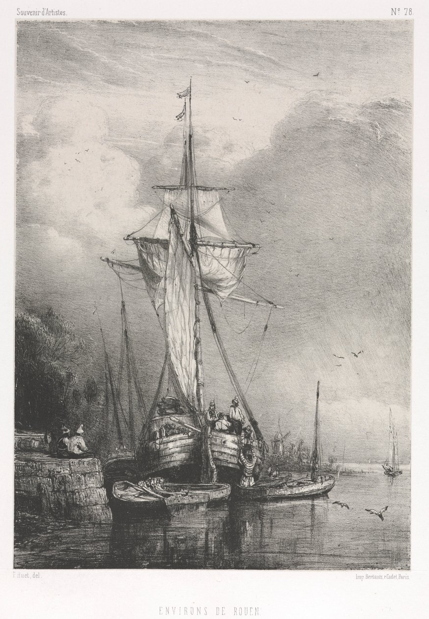 Souvenirs d Artistes No. 78: Six Marines: Surroundings of Rouen, 1832. od Paul Huet
