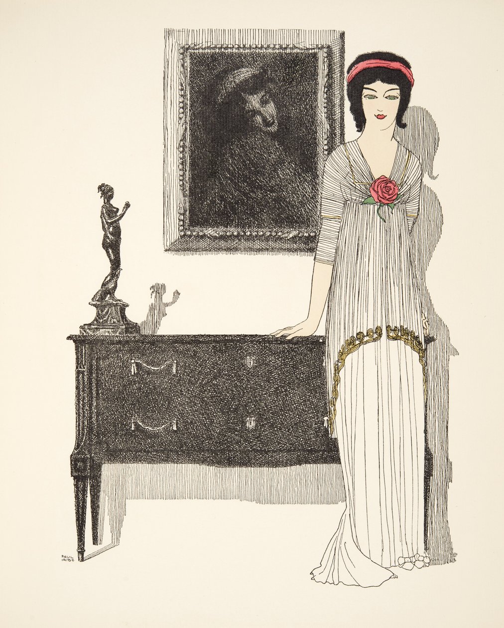 Večerní šaty z hospody Les Robes de Paul Poiret. 1908 (tisk šablony) od Paul Iribe