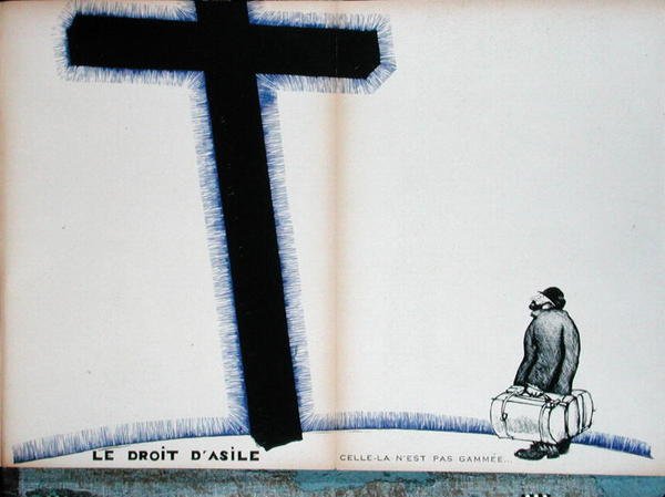 Křesťanský kříž a právo na azyl, ilustrace z „Parlons Francais“ od Paul Iribe