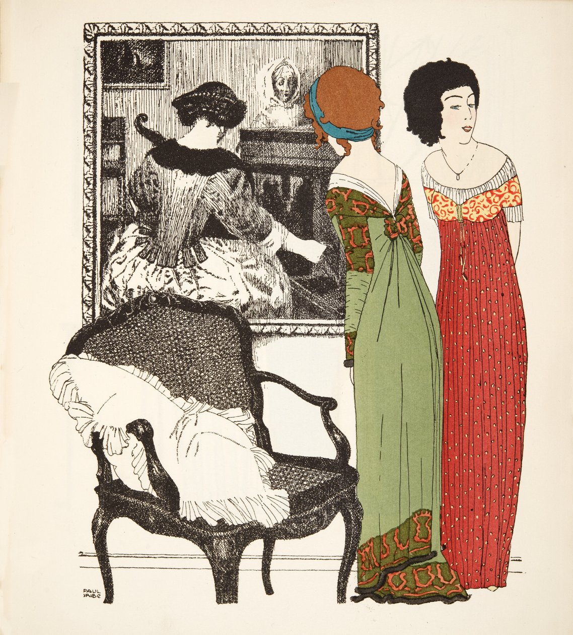 Dvoje empírové šaty z hospody Les Robes de Paul Poiret. 1908 (tisk šablony) od Paul Iribe