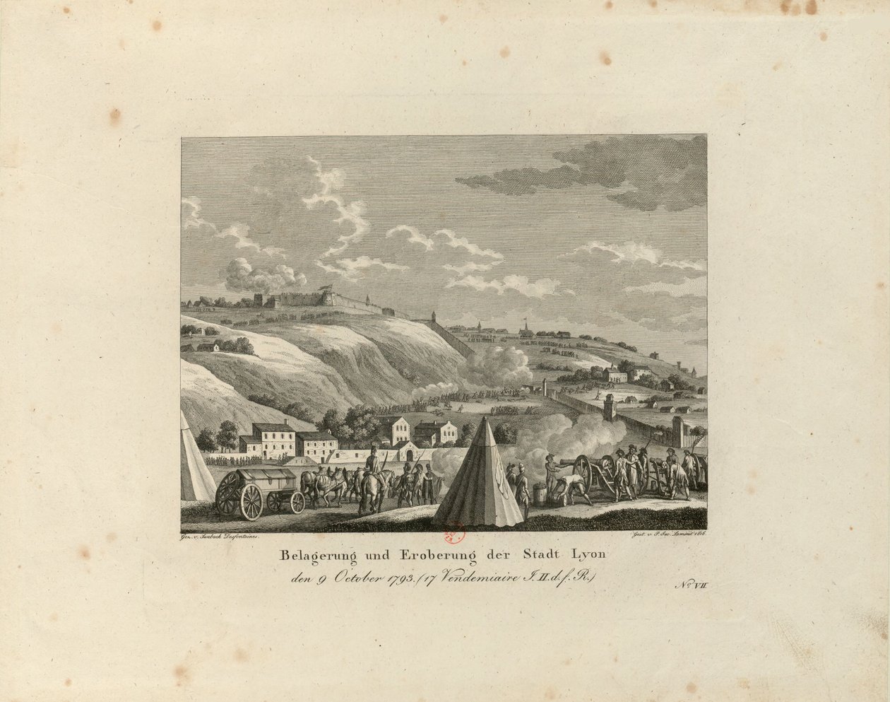 Obléhání a dobytí města Lyon: 9. října 1793, 1816-1818. od Paul Jacob Laminit