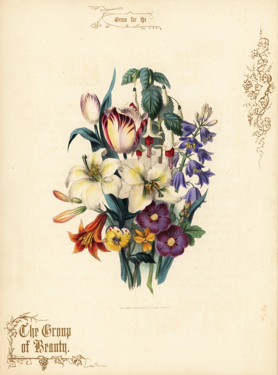 Kytice lilií, tulipánů, fuchsie, tygří lilie. od Paul Jerrard