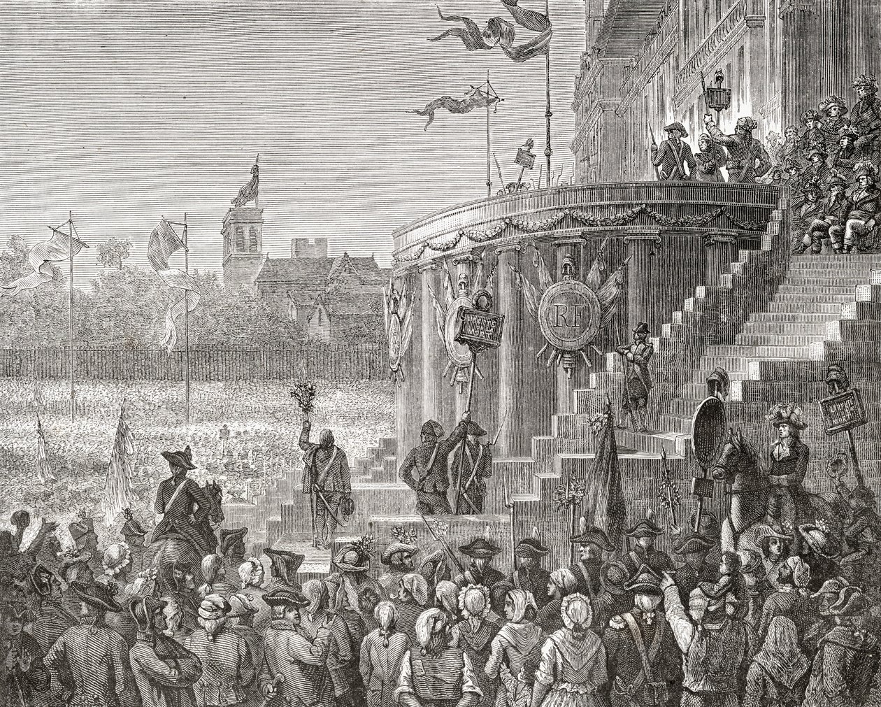 Oslava nejvyšší bytosti, 8. června 1794, z „Histoire de la Revolution Francaise“ od Louise Blanca (1811-82) 1847-62 od Paul Jonnard