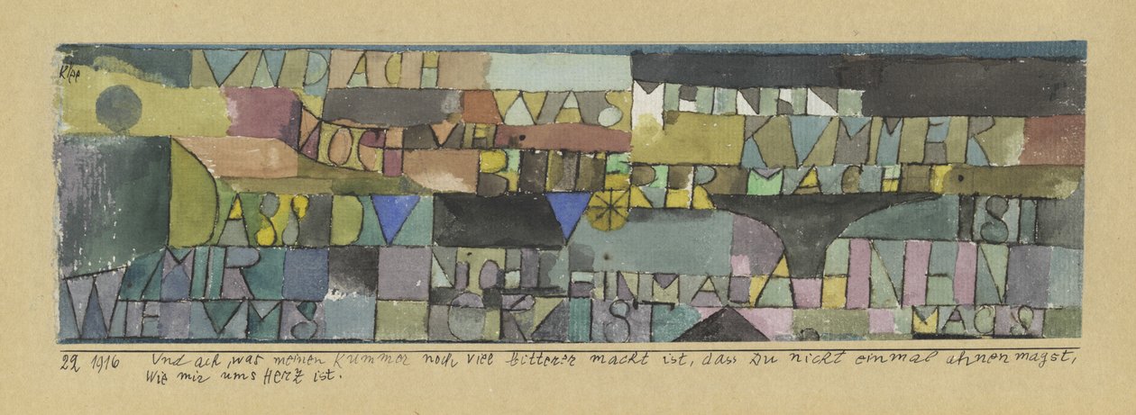 Ach, jak se moje bolest ještě vystupňuje, když se ani neodvažuješ podezírat emoce mého srdce od Paul Klee