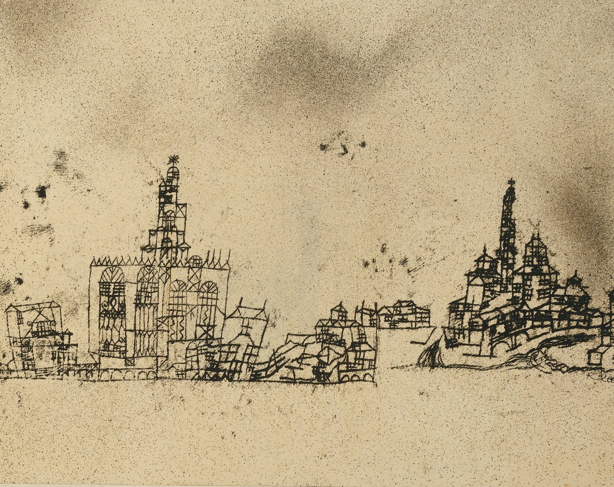 Starověké město na vodě; Staré město u vody od Paul Klee