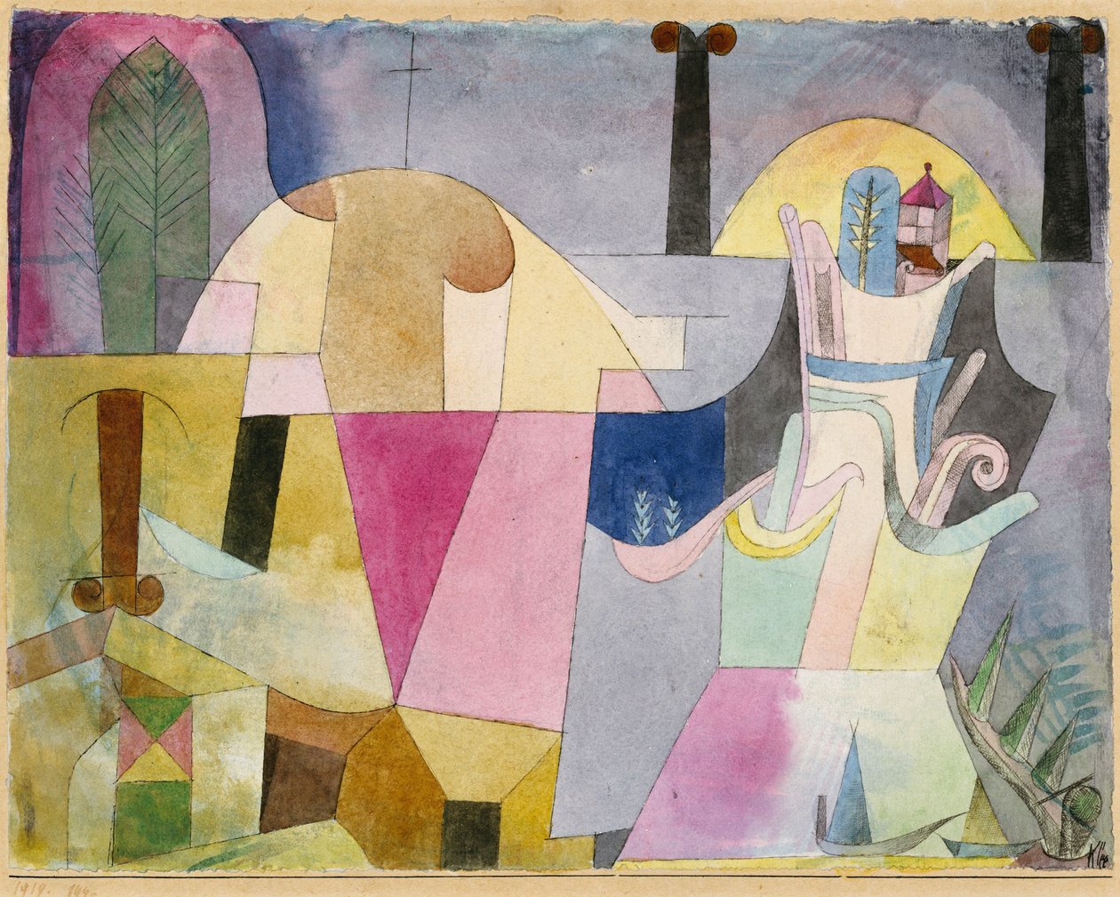 Černé sloupy v krajině od Paul Klee